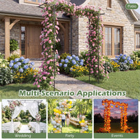 215cm Arch Trellis Garden Arbor w/ Extended Roof for Climbing Plants Roses Vines Wedding