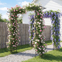 215cm Arch Trellis Garden Arbor w/ Extended Roof for Climbing Plants Roses Vines Wedding