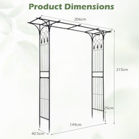 215cm Arch Trellis Garden Arbor w/ Extended Roof for Climbing Plants Roses Vines Wedding