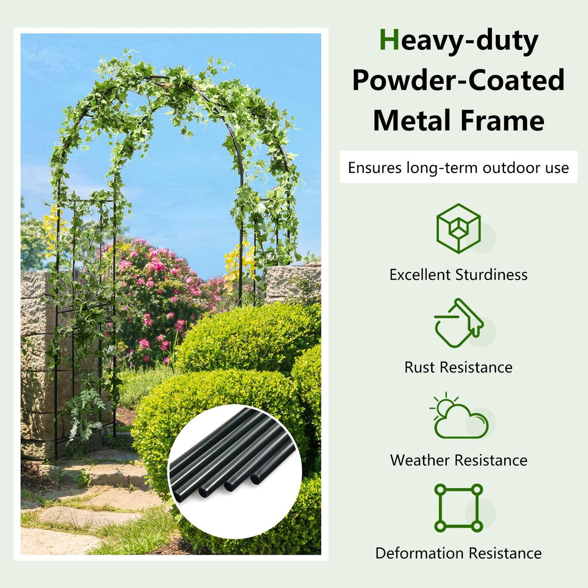 220CM Garden Arch Arbor Trellis for Climbing Plants Roses Vines