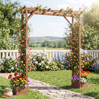 220 cm Tall Garden Arbor w/Planter Boxes & Hanging Roof