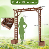 220 cm Tall Garden Arbor w/Planter Boxes & Hanging Roof