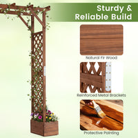 220 cm Tall Garden Arbor w/Planter Boxes & Hanging Roof