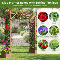 220 cm Tall Garden Arbor w/Planter Boxes & Hanging Roof