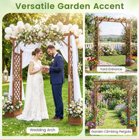 220 cm Tall Garden Arbor w/Planter Boxes & Hanging Roof