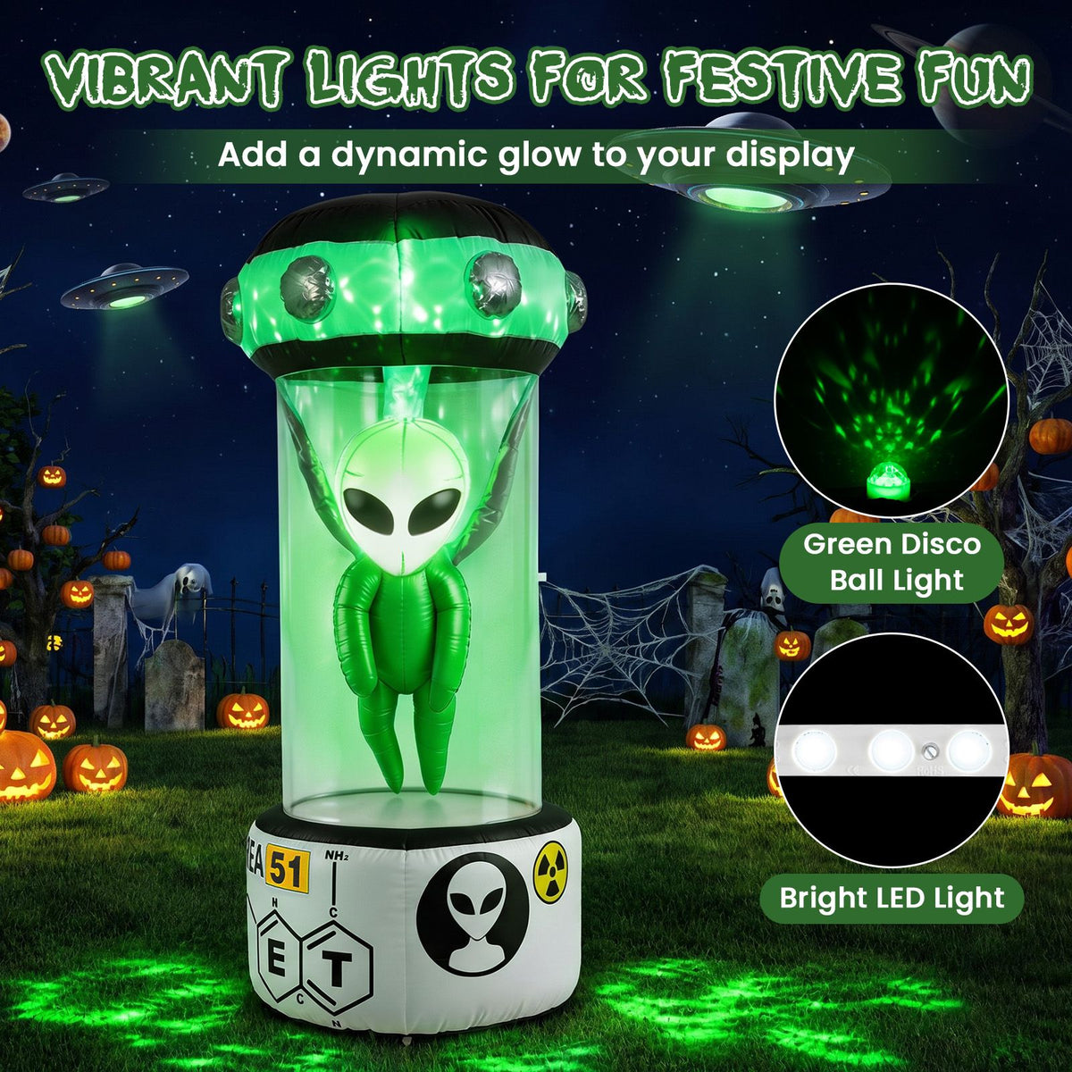 225cm Halloween Inflatable Alien Halloween Blow Up Alien Outdoor Decoration