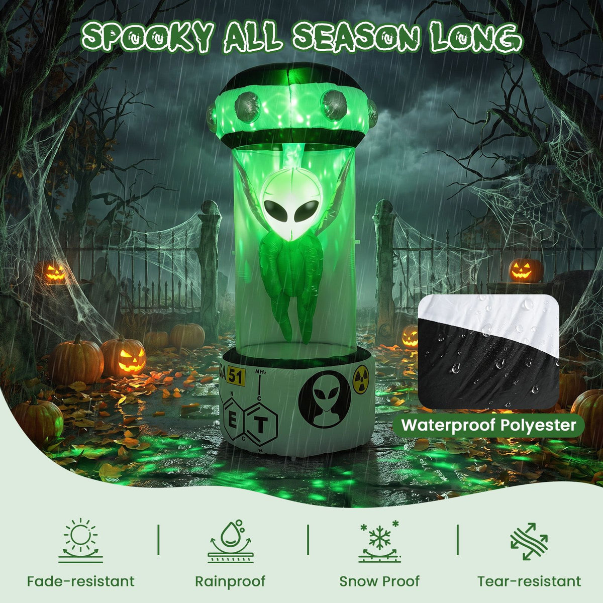 225cm Halloween Inflatable Alien Halloween Blow Up Alien Outdoor Decoration