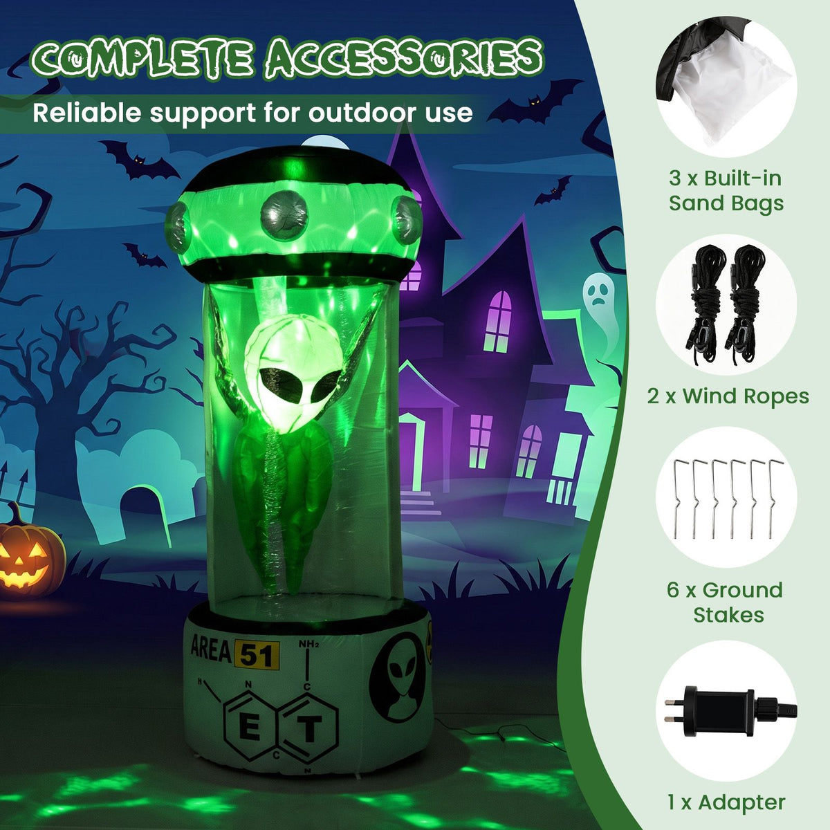 225cm Halloween Inflatable Alien Halloween Blow Up Alien Outdoor Decoration