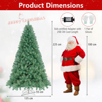 1.8 M/2.25 M Pre-Lit Tinsel Christmas Tree Artificial Xmas Tree with 688/1300 Lush Branch Tips