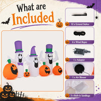 240cm Halloween Blow up Cute Ghosts and Pumpkins with Built-in RGB LED Lights