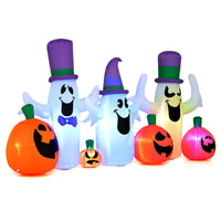 240cm Halloween Blow up Cute Ghosts and Pumpkins with Built-in RGB LED Lights