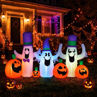 240cm Halloween Blow up Cute Ghosts and Pumpkins with Built-in RGB LED Lights