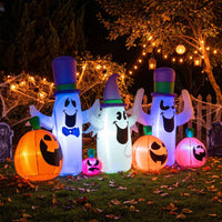 240cm Halloween Blow up Cute Ghosts and Pumpkins with Built-in RGB LED Lights