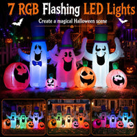 240cm Halloween Blow up Cute Ghosts and Pumpkins with Built-in RGB LED Lights