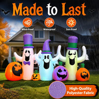 240cm Halloween Blow up Cute Ghosts and Pumpkins with Built-in RGB LED Lights