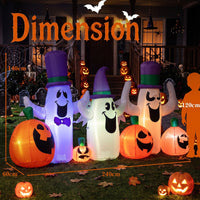 240cm Halloween Blow up Cute Ghosts and Pumpkins with Built-in RGB LED Lights