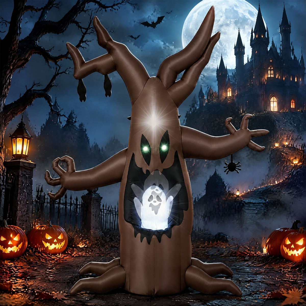 Giantex 240cm Halloween Inflatable Tree with Animated Popping Ghost
