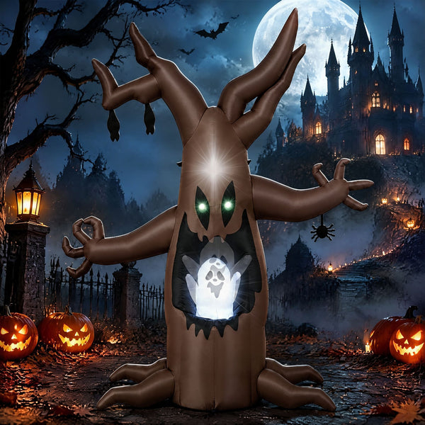 Giantex 240cm Halloween Inflatable Tree with Animated Popping Ghost