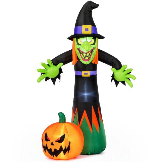 242cm Halloween Inflatable Witch and Pumpkin