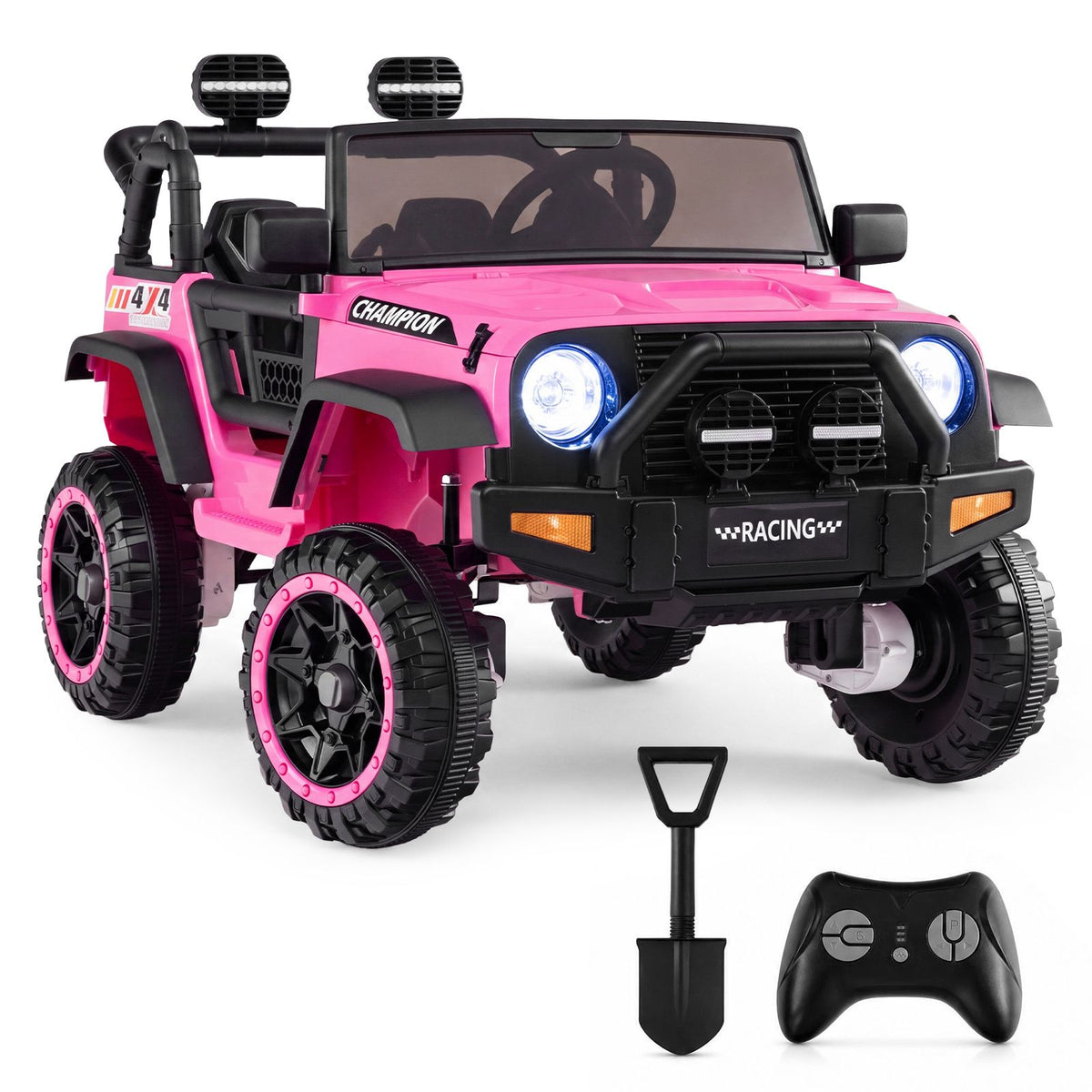 24V 2-Seater Kids Ride On Truck with Lockable Doors and Remote Control Horn Music