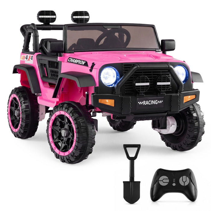 24V 2-Seater Kids Ride On Truck with Lockable Doors and Remote Control Horn Music