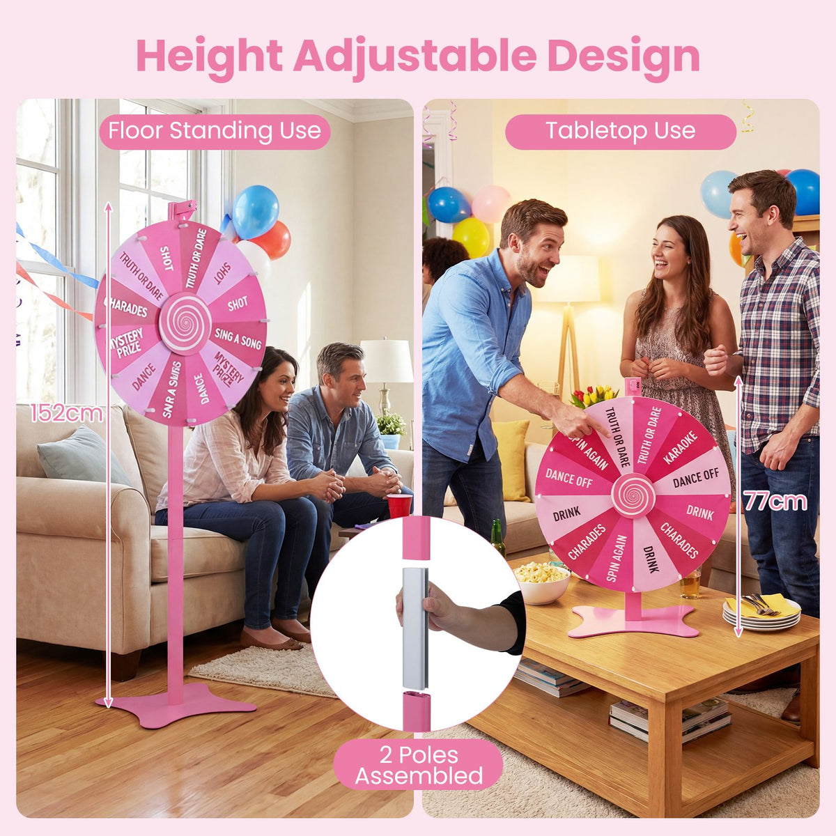 60 CM Prize Wheel Tabletop or Floor Standing Spinning Prize Wheel
