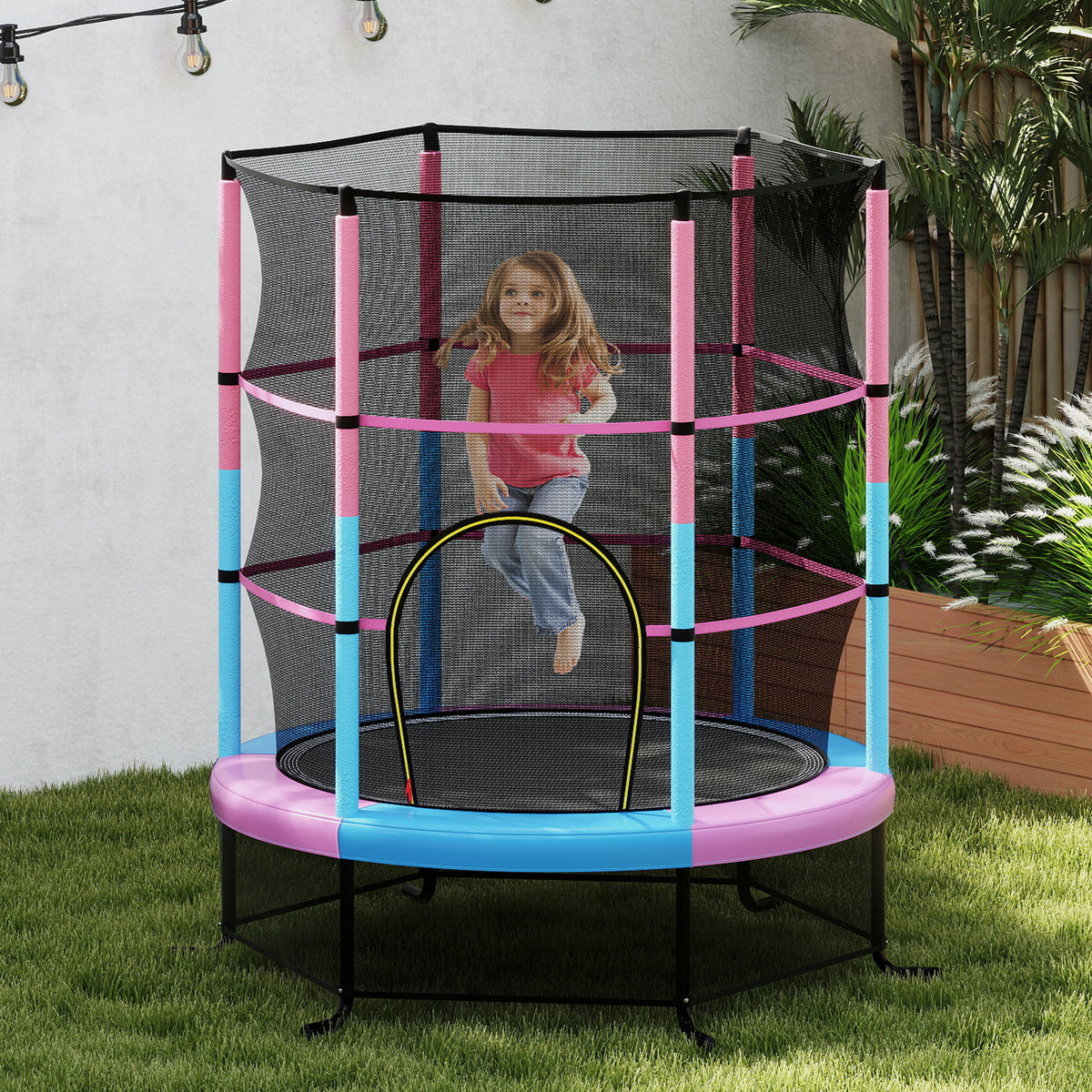 Kid Round Trampoline, 4.5ft Children Outdoor & Indoor Jumping Bed