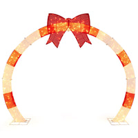256cm Christmas Pre-lit Festive Arch with Large Bow and Warm White LED Lights for Yard