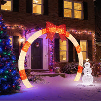 256cm Christmas Pre-lit Festive Arch with Large Bow and Warm White LED Lights for Yard