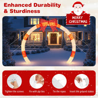 256cm Christmas Pre-lit Festive Arch with Large Bow and Warm White LED Lights for Yard