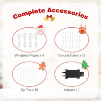 256cm Christmas Pre-lit Festive Arch with Large Bow and Warm White LED Lights for Yard