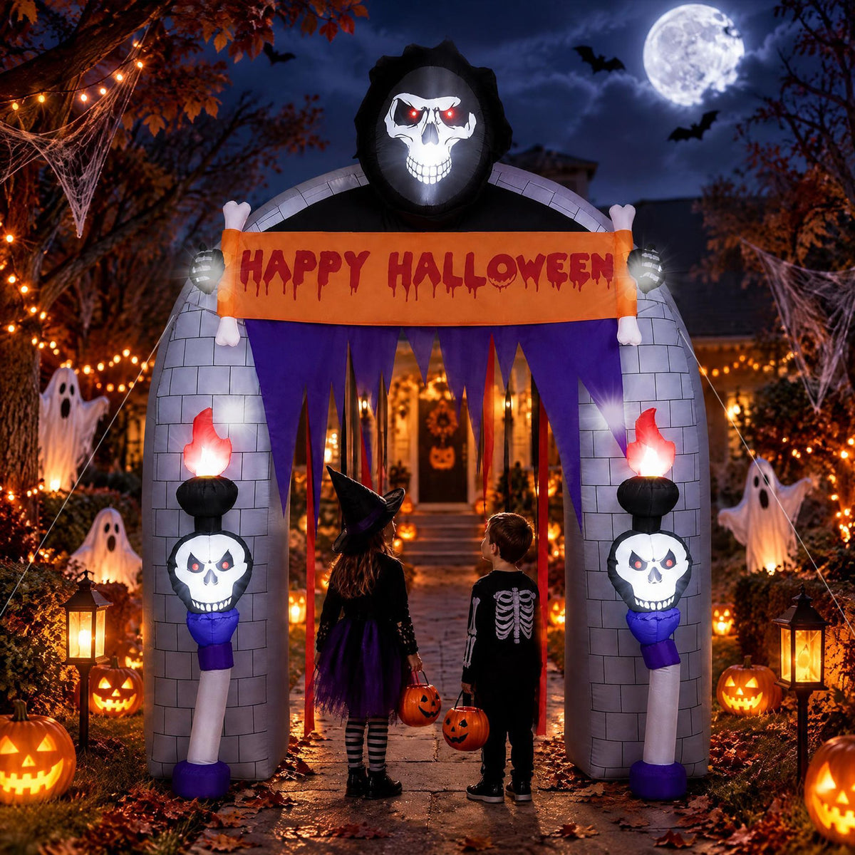 260cm Halloween Haunted Reaper Archway with Built-in LED Lights