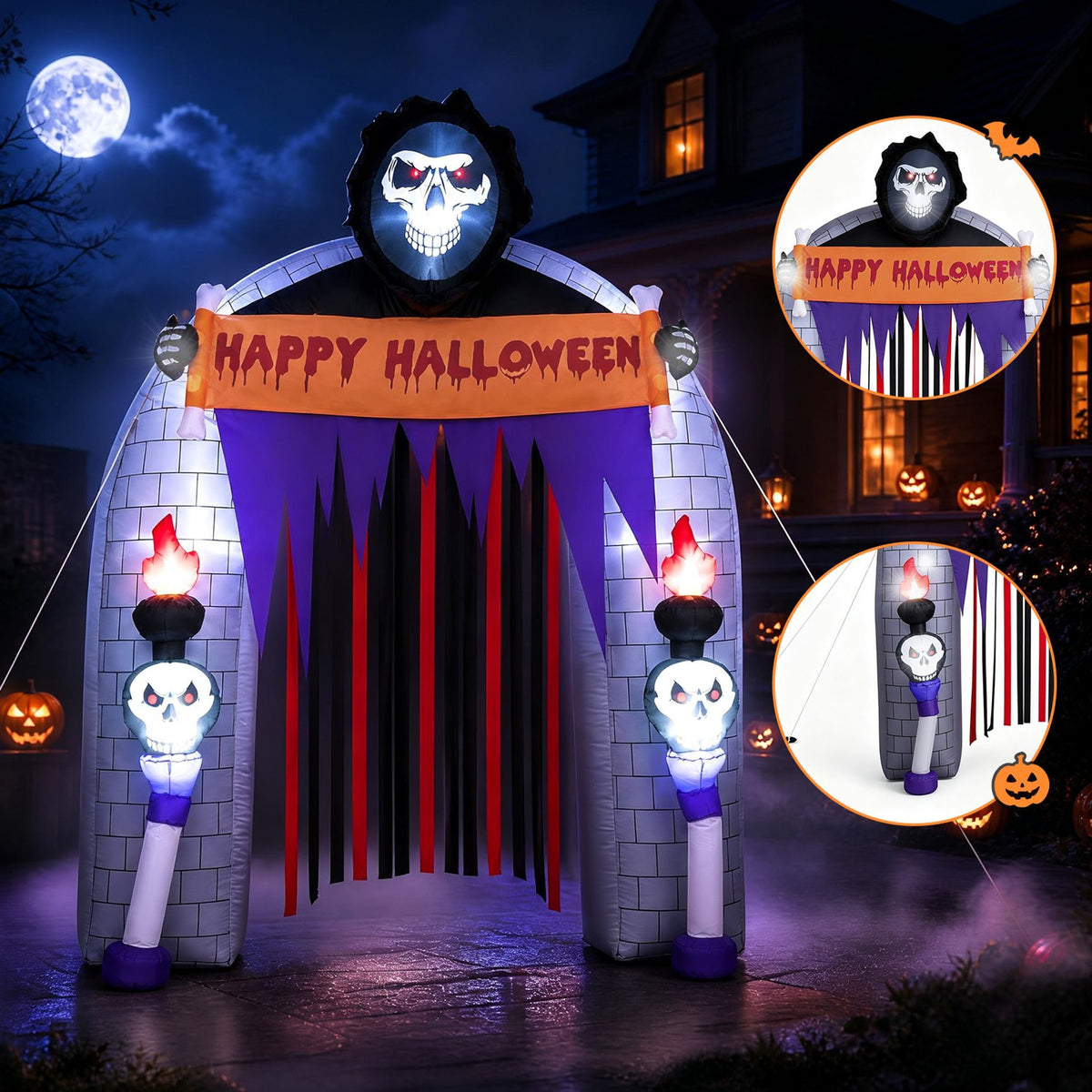 260cm Halloween Haunted Reaper Archway with Built-in LED Lights
