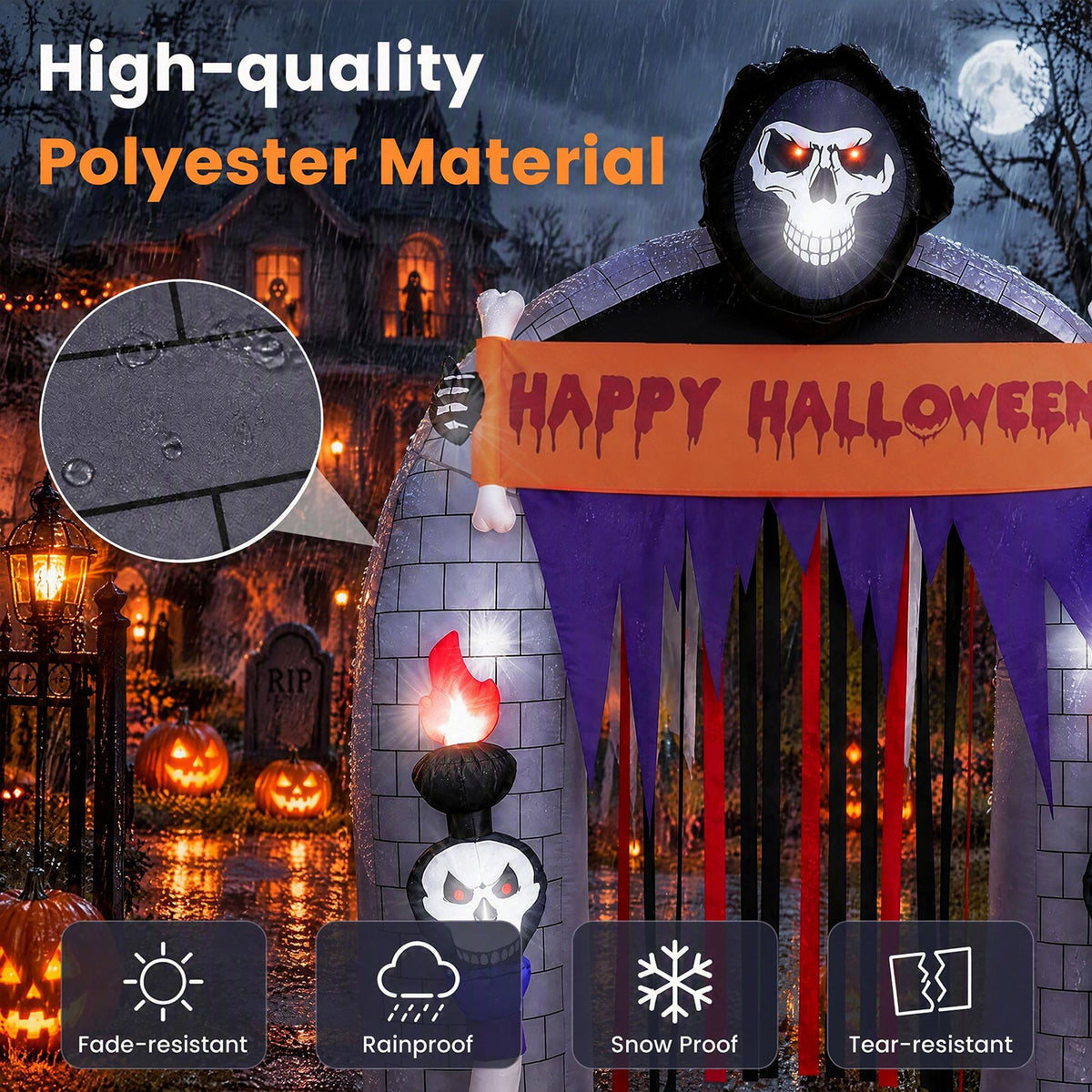 260cm Halloween Haunted Reaper Archway with Built-in LED Lights