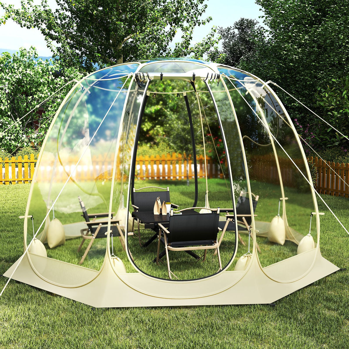 265 x 288 CM Pop Up Bubble Tent with 540° Transparent PVC Igloo for 4-6 People