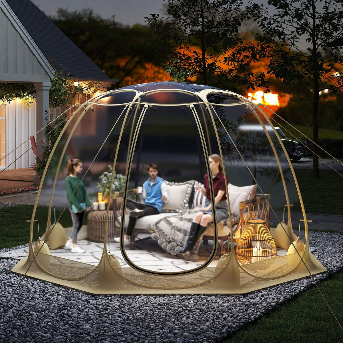 265 x 288 CM Pop Up Bubble Tent with 540° Transparent PVC Igloo for 4-6 People