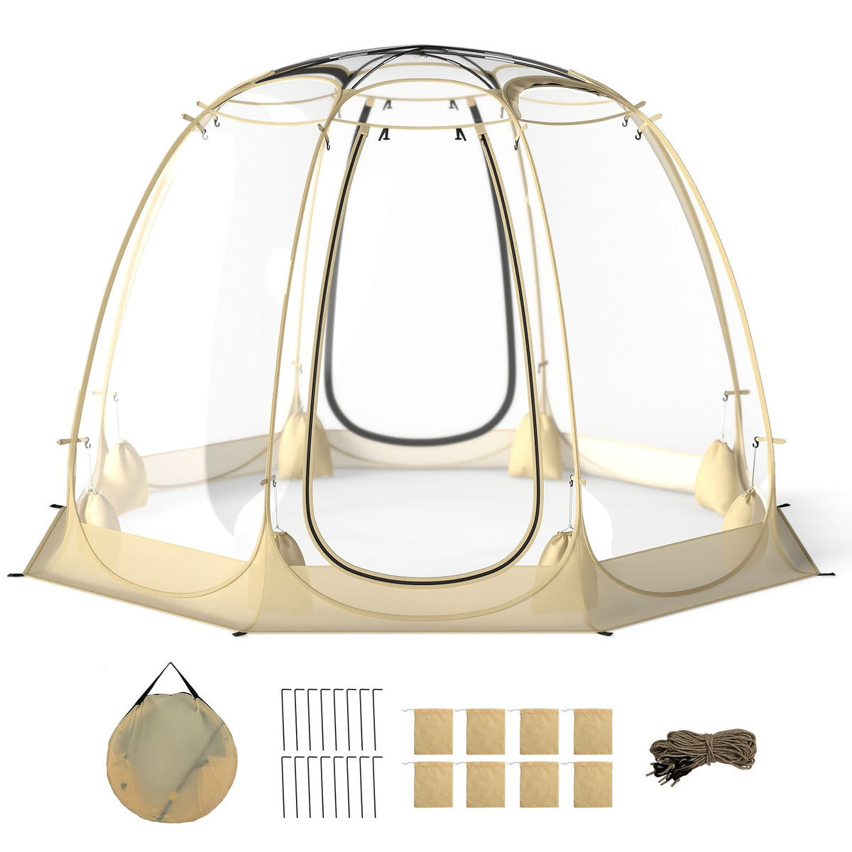 265 x 288 CM Pop Up Bubble Tent with 540° Transparent PVC Igloo for 4-6 People