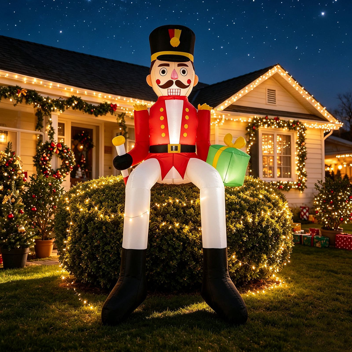 265cm Inflatable Christmas Nutcracker Hanging Decoration for Holiday Decor
