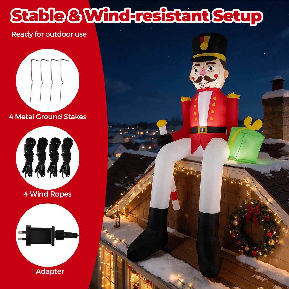 265cm Inflatable Christmas Nutcracker Hanging Decoration for Holiday Decor