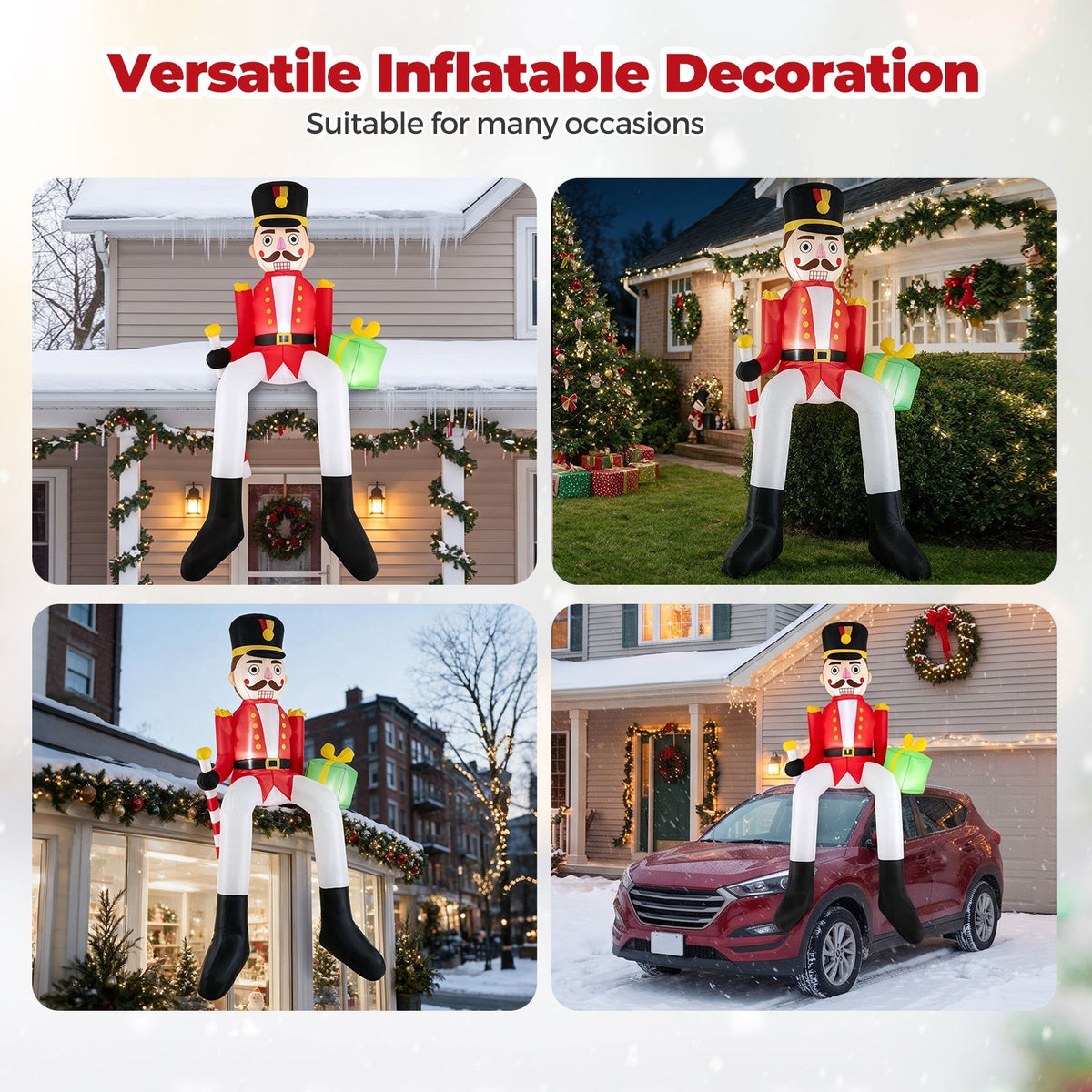 265cm Inflatable Christmas Nutcracker Hanging Decoration for Holiday Decor