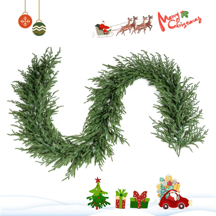 270cm Pre-lit Artificial Cypress Christmas Garland with 50 Warm-White LED Lights and 130 Branch Tips