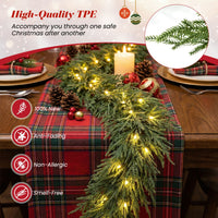 270cm Pre-lit Artificial Cypress Christmas Garland with 50 Warm-White LED Lights and 130 Branch Tips