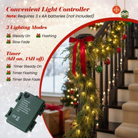 270cm Pre-lit Artificial Cypress Christmas Garland with 50 Warm-White LED Lights and 130 Branch Tips