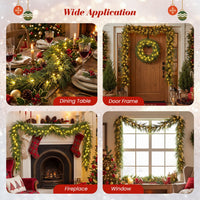 270cm Pre-lit Artificial Cypress Christmas Garland with 50 Warm-White LED Lights and 130 Branch Tips