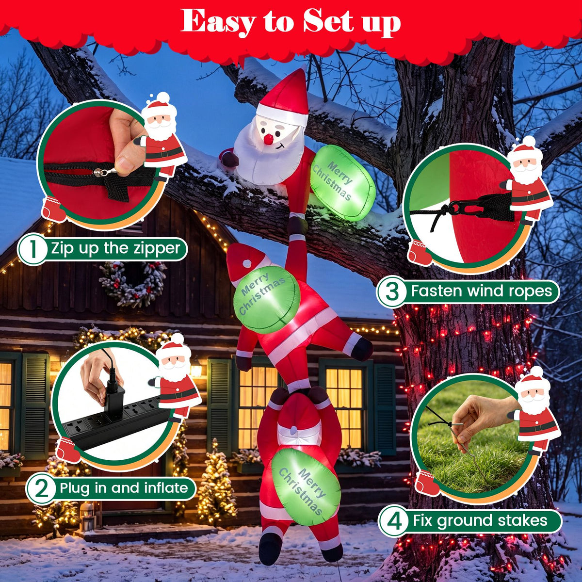 280cm Hanging Christmas Inflatable Indoor Outdoor Decoration for Holiday Decor