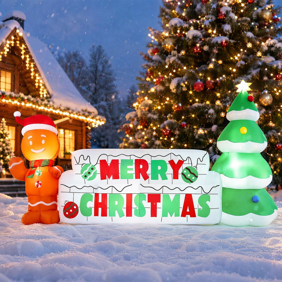 290cm Long Inflatable Merry Christmas Sign Outdoor Decoration for Holiday Decor