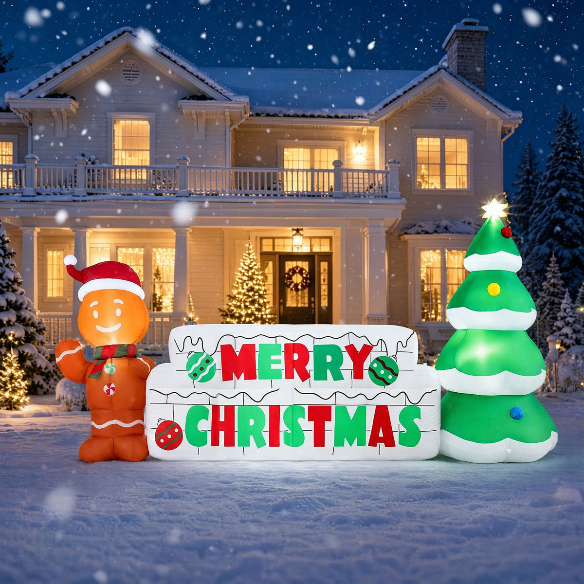 290cm Long Inflatable Merry Christmas Sign Outdoor Decoration for Holiday Decor