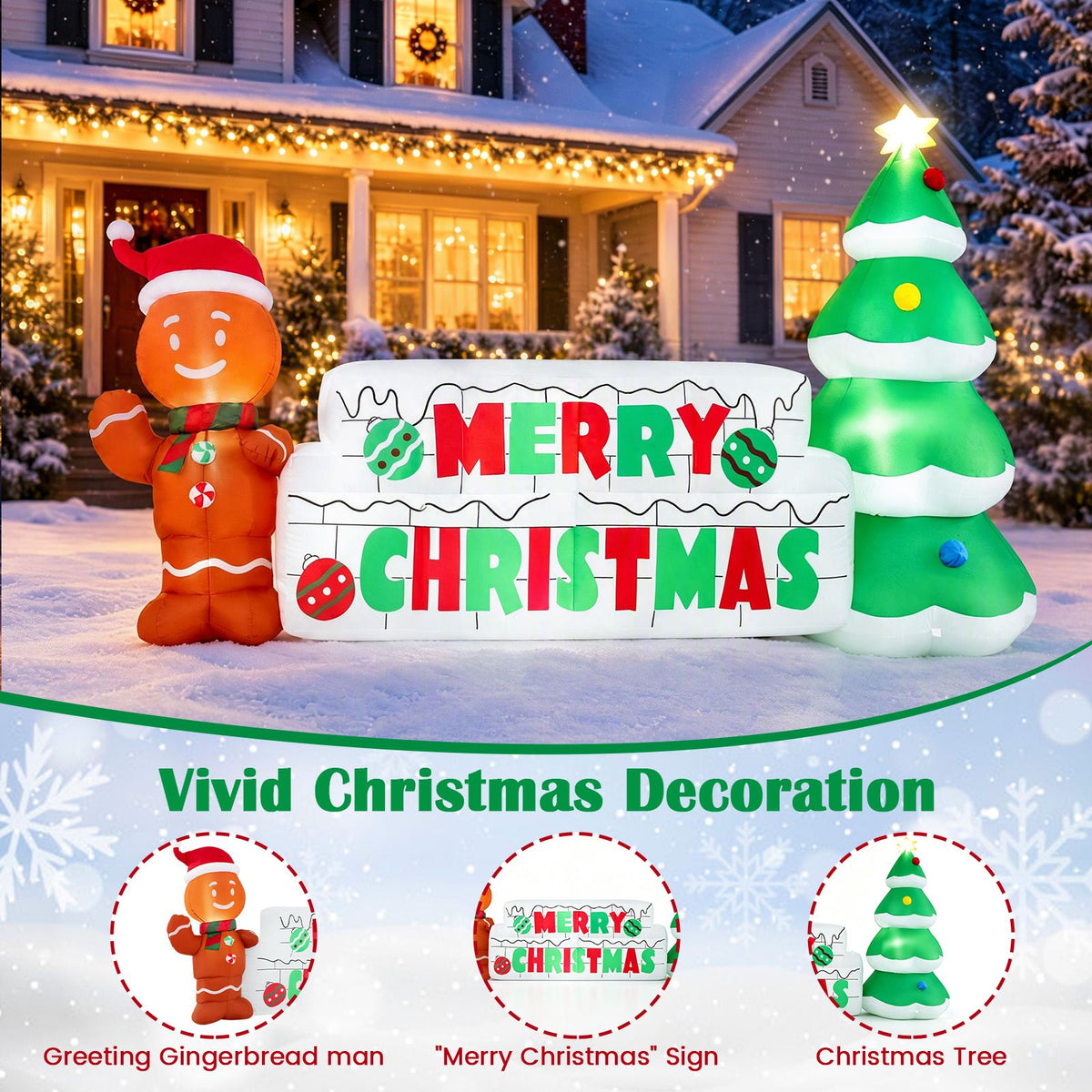 290cm Long Inflatable Merry Christmas Sign Outdoor Decoration for Holiday Decor