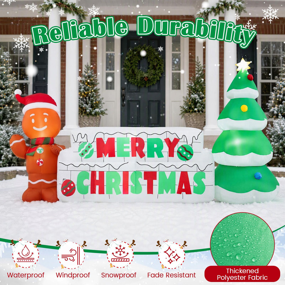 290cm Long Inflatable Merry Christmas Sign Outdoor Decoration for Holiday Decor
