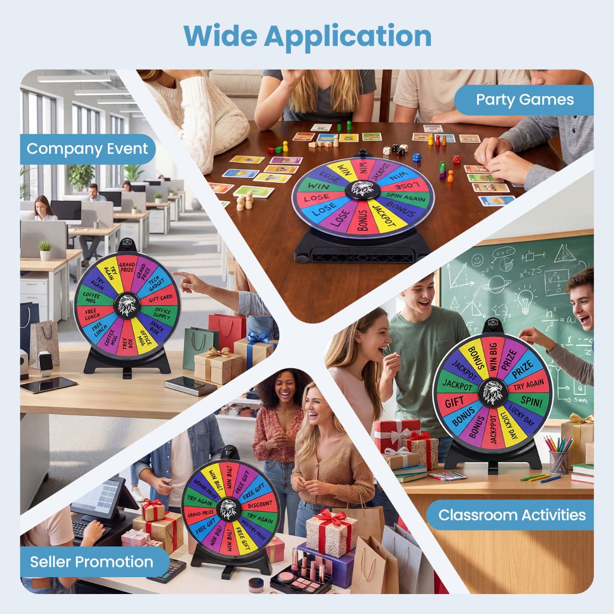 29CM/ 50 CM Spinning Prize Wheel with Blackboard Marker for Prizes